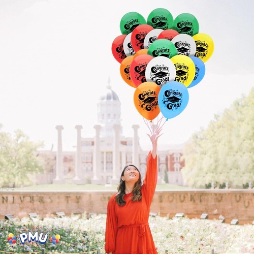 PMU Graduation Balloons Party Tex 11 Inches Premium w/ All-Over Print Grad Caps - Picture 97 of 140