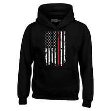 Firefighter American Flag Red Stripe Hoodie USA 4th of July Sweatshirt