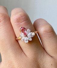 Pink Pear Cut Anniversary Gifts Cubic Zirconia Sevan Stone Diamond promise Ring