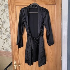 🔥🔥🔥PrettyLittleThing Black Satin Dressing Gown with Tie Belt Size UK 10