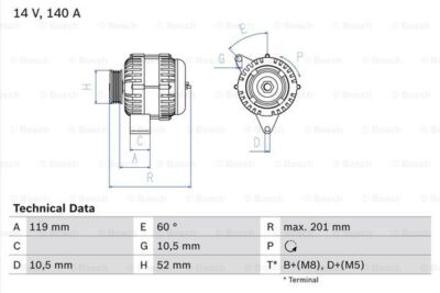 BOSCH 0 986 046 190 Alternator for SAAB