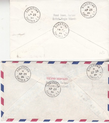 British Virgin Islands: 2 Registered FDCs, Postage Stamp Centenary, 25 Apr 1966 - Picture 2 of 2