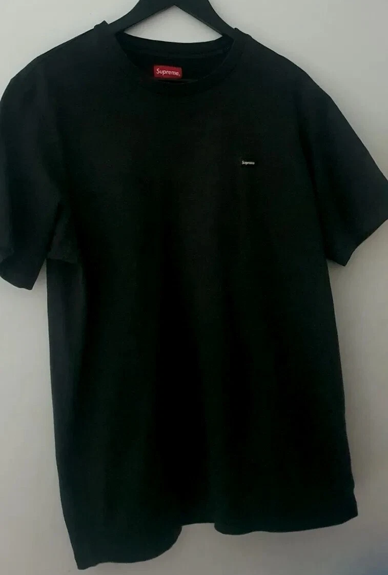Tee shirt noir SS19 Supreme Small Box taille L grande boîte caoutchouc logo