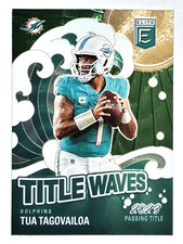 TUA TAGOVAILOA Dolphins 2024 Donruss Elite GREEN TITLE WAVES INSERT Card #8
