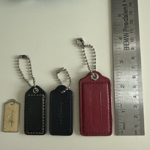 Lot Of 4 COACH Handbag Hang Tags Bag Charms Dark Brown, Black, Red & Gold - Picture 3 of 3