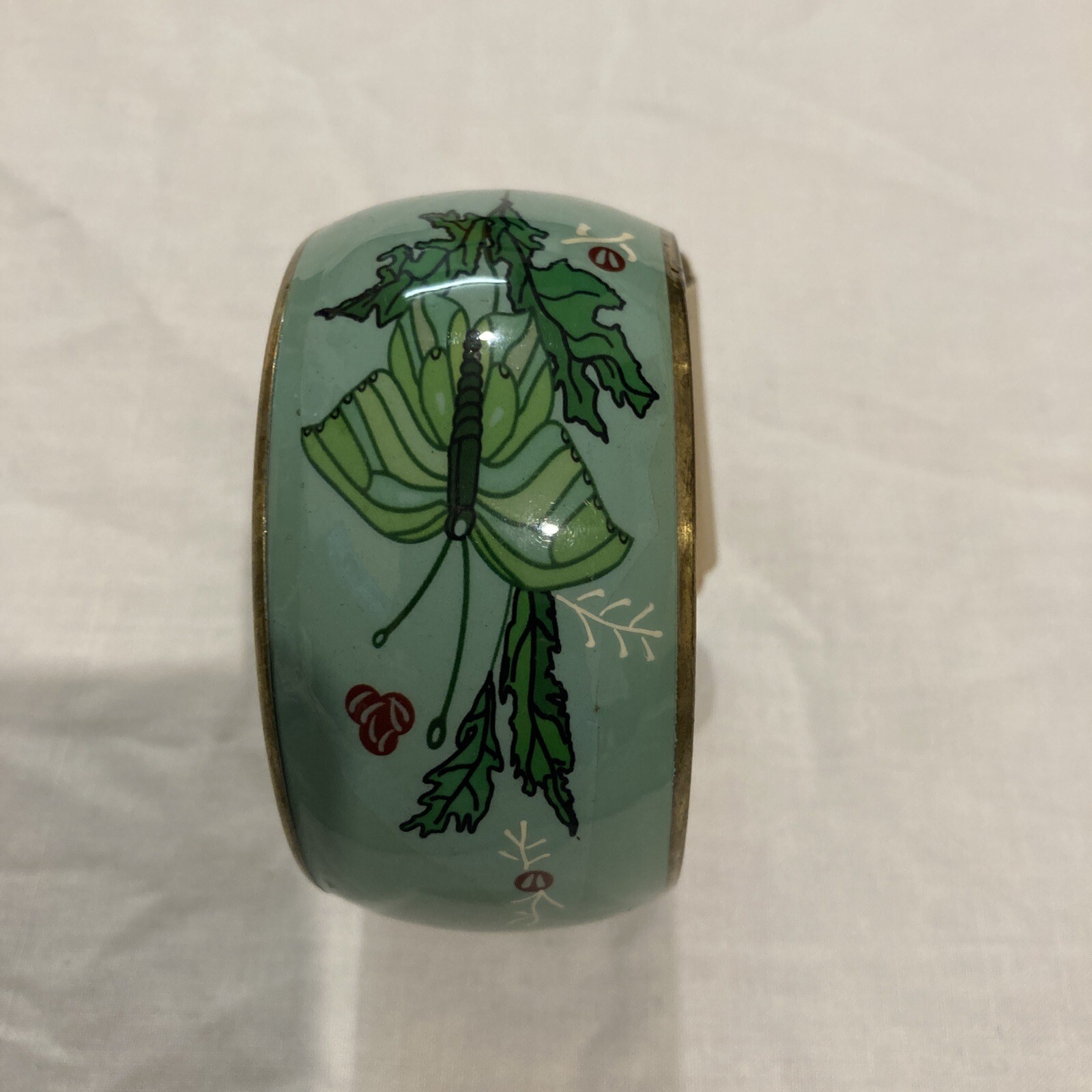 Bangle Handmade India Fair Trade Shared Earth Butterfly Gold Tone Green-image