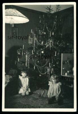 Christmas 1930 - Girl Before Christmas Tree - 1930s - Photo 6x9cm
