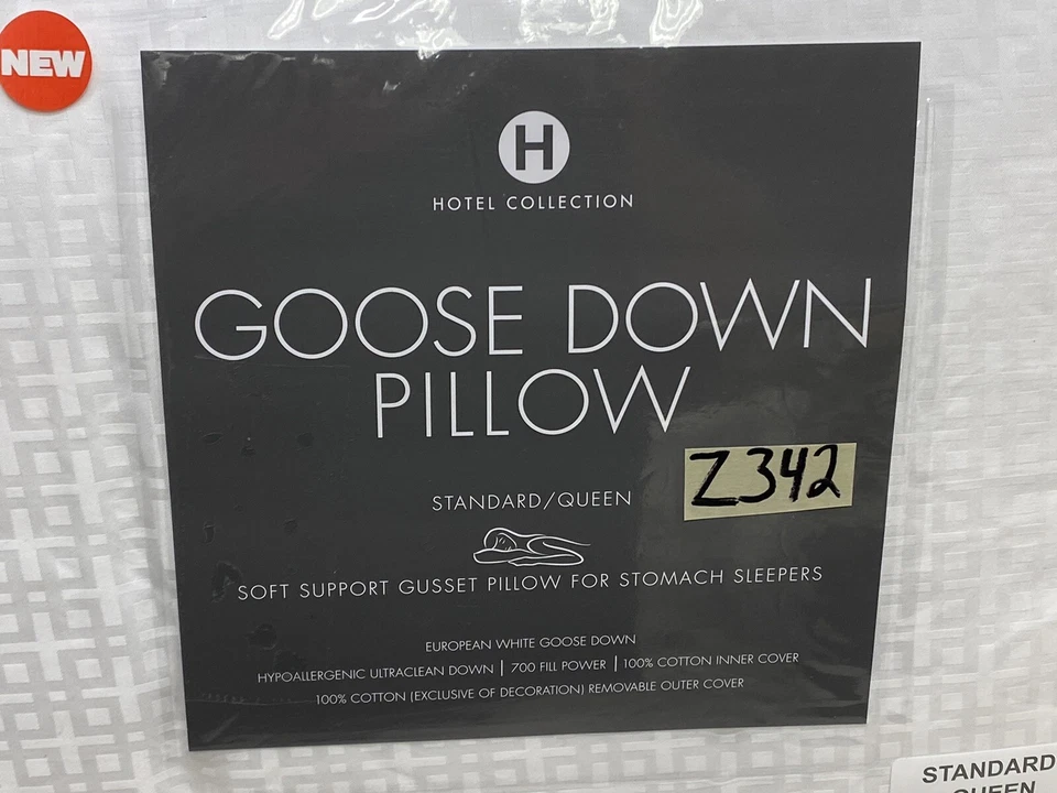 Hotel Collection European Goose Down Queen Bed Pillow Soft Support New - Image 2 of 4