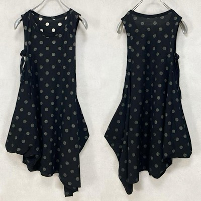 Ys Wise DOT PRINT DRAPED TANK TOP Black 2 | eBay 