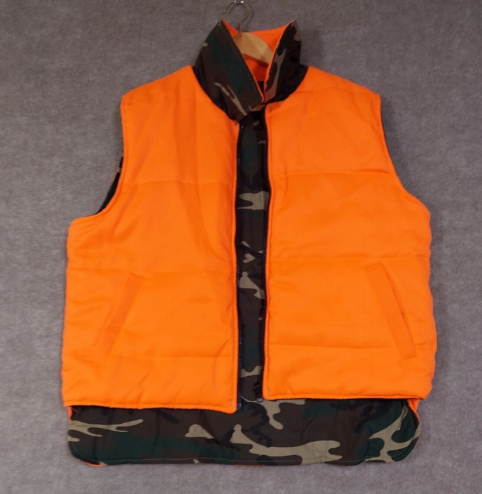 Hunting Interchangeable Camo Puffer Vest Jacket Large Pockets Reflector Outdoors - Image 2 of 4