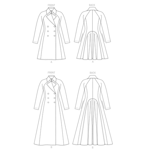 VOGUE SEWING PATTERN 1837 MISSES 16-24 DOUBLE BREASTED RAGLAN SLEEVE FLARED COAT - Picture 7 of 8
