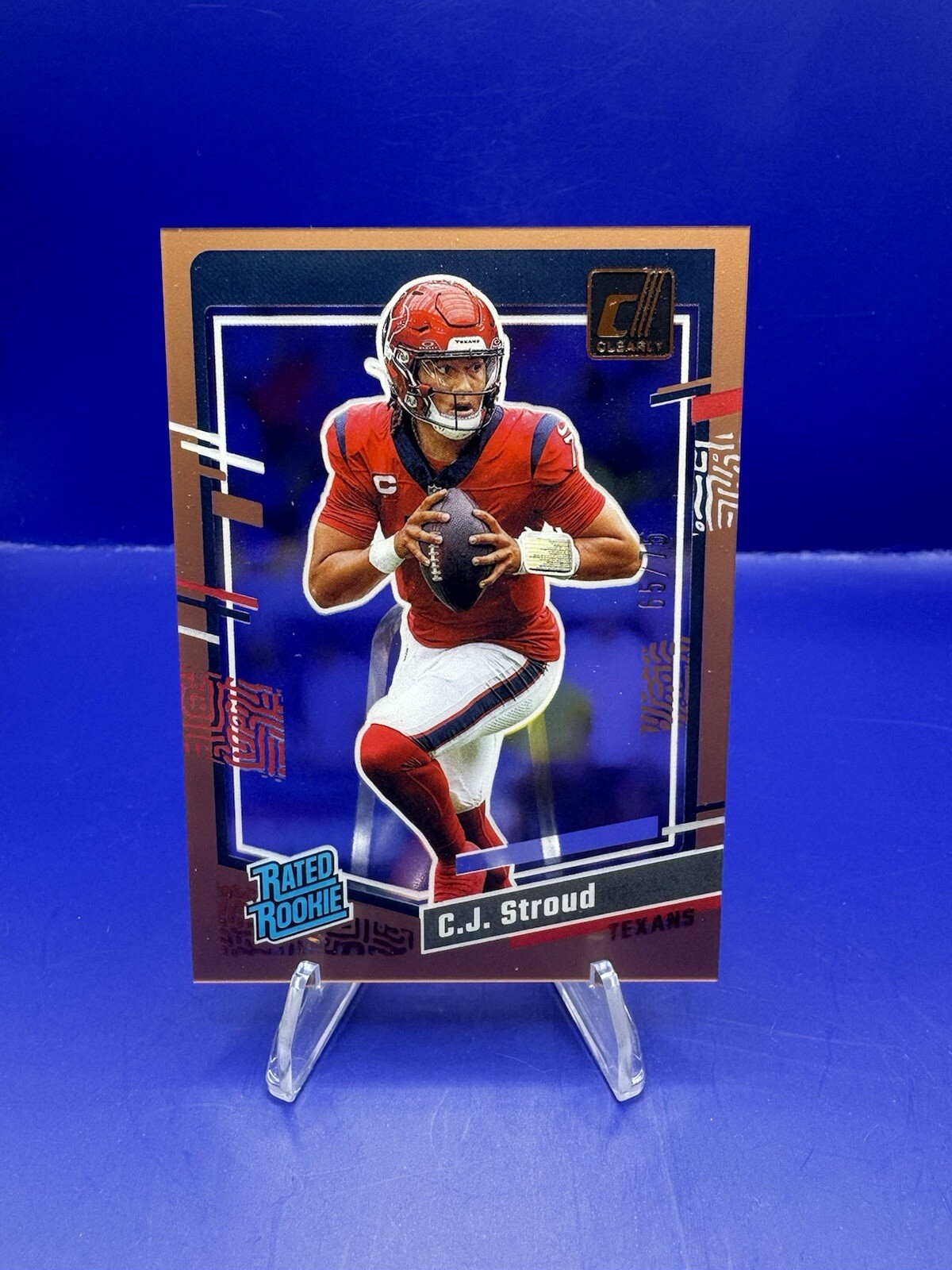 2023 Panini CJ Stroud Clearly Donruss #93 Rated Rookie Orange /75 RC Texans