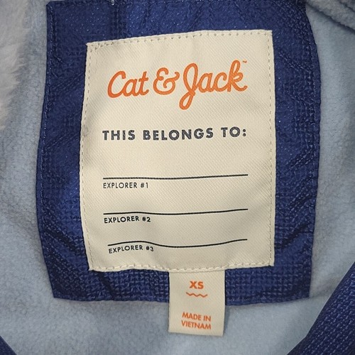 Cat and Jack Girls Solid Puffer Zip Snap Front Jacket X-Small Size Blue Pockets - Picture 6 of 10