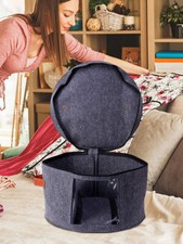 Large Round Hat Storage Box Foldable Felt Cowboy Beach Hat Travel Case Organizer