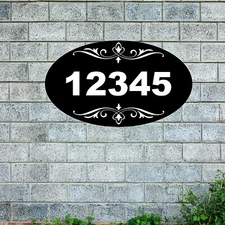 Personalized Home Address Sign Aluminum 12"x7" OVAL House Numbers Plaque