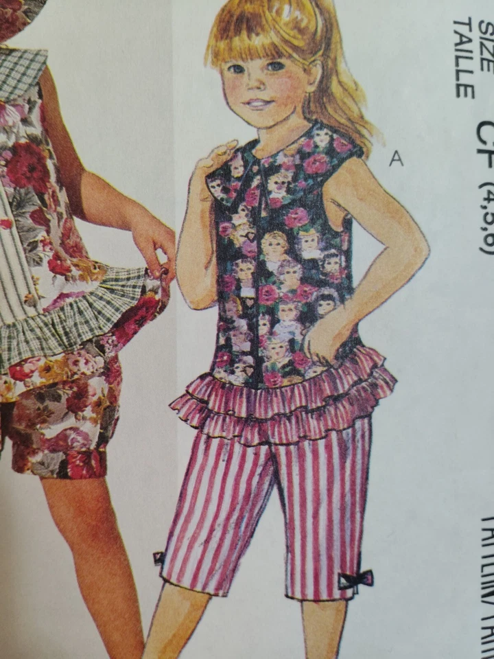 Capri Pants Shorts Hat Top Girls 4 5 6 McCalls 6601 Sewing Pattern Cut McCall's - Image 3 of 4