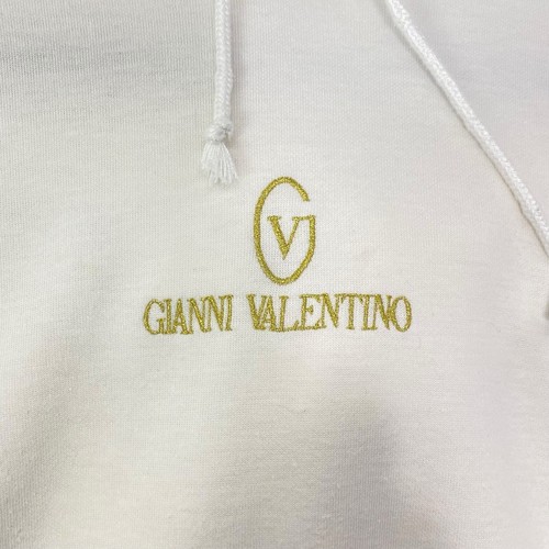GIANNI VALENTINO Sweatshirt Size 12/150 White Kids Pullover Hooded Logo Fun - Picture 5 of 10