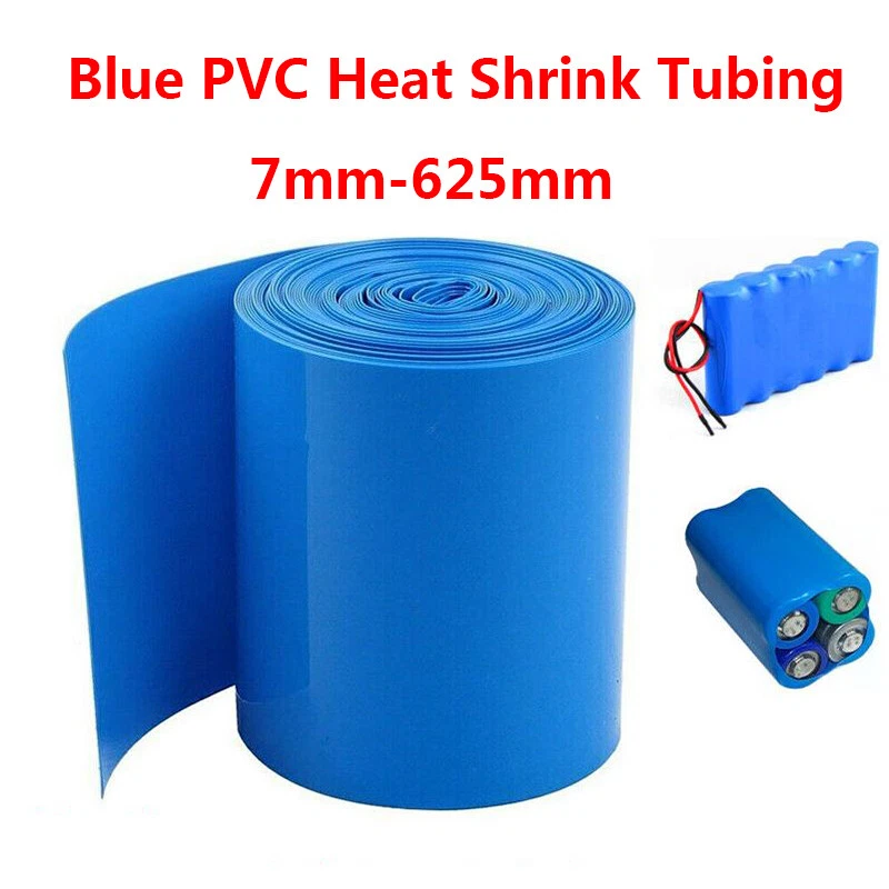 Blue 7mm-625mm Wide PVC Heat Shrink Tubing Wrap RC Battery Pack LiPO NiMH NiCd - image 1 of 4