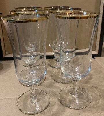 Vintage Libbey Style Gold Rimmed Stemware/ Champagne Glass, 6.25”H | eBay