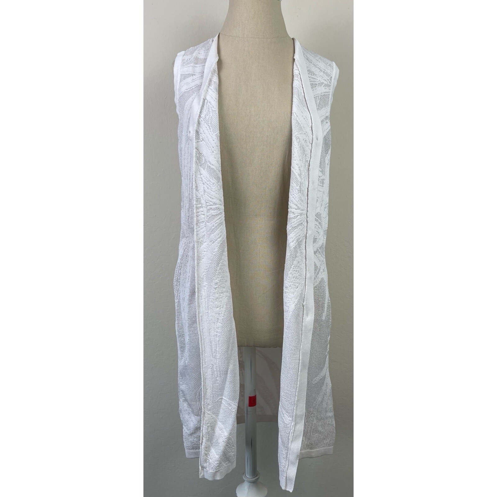 Chico's White Detailed Button-Down Long Duster Wo… - image 5