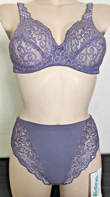 Felina Set 564 Women Underwire Bra Set EU/DE 75B UK34B + Brief S 38 - Purple