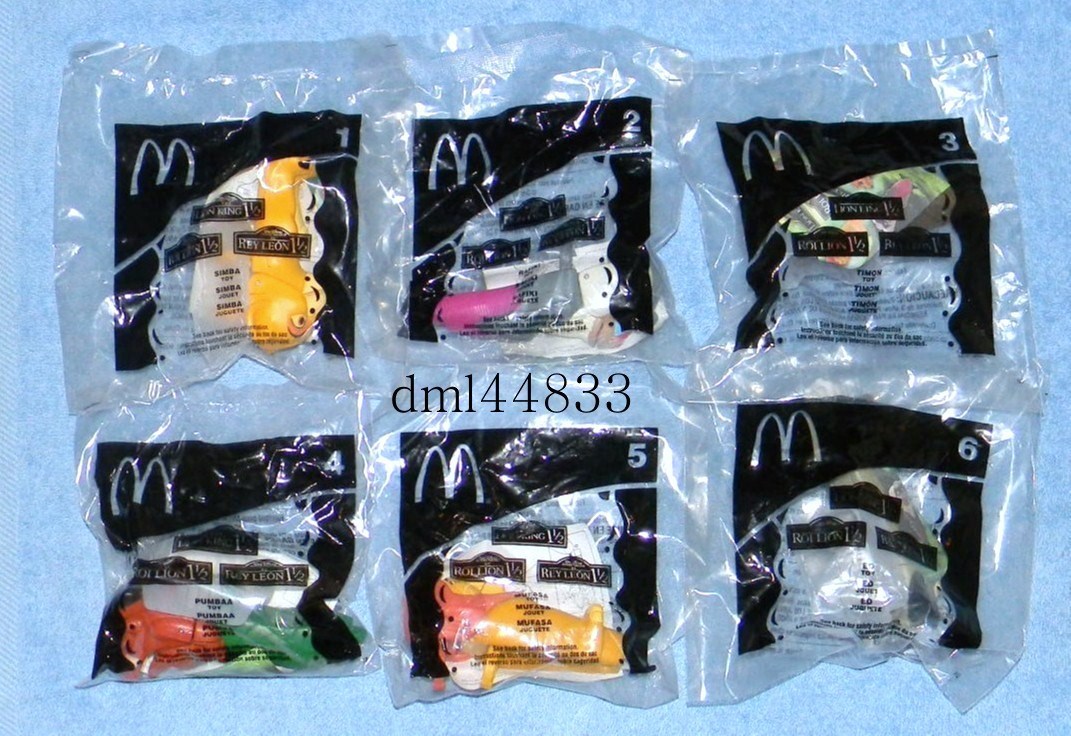 2004 McDonalds Lion King 1 1/2 MIP Complete Set of 6, Boys & Girls
