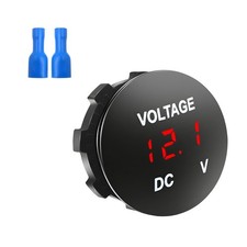 DC 12V 24V Voltmeter Gauge, Waterproof Vehicle Battery Monitor Indicator Red
