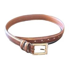 Unisex Claiborne Brown Leather Belt Size 32 Silver Buckle