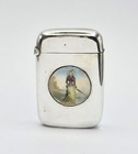 VICTORIAN STERLING SILVER  APPLIED ENAMEL VESTA CASE Birmingham 1891