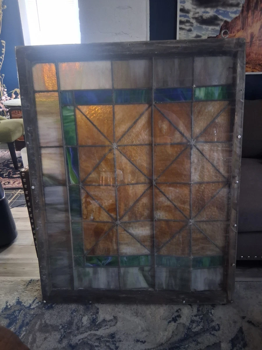 Square Large Antique Stained Glass for sale | eBay