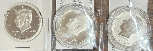 (3) Uncirculated 90% Ag JFK Half Dollars {S-PR, S-Enhanced, W-Rev Pr}