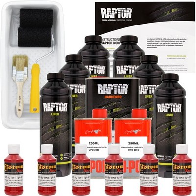 U-POL Raptor Tintable Hot Rod Red Spray-On Truck Bed Liner Roller Kit - 6 Quarts