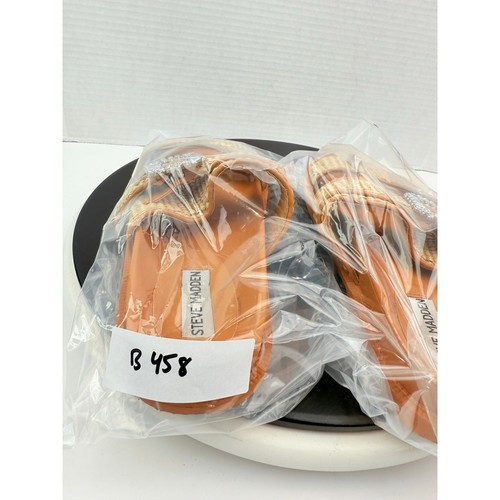 Sandali STEVE MADDEN Orson con fibbia in cristallo da donna taglia 7 in rafia e slip on marroni - Foto 11 di 11