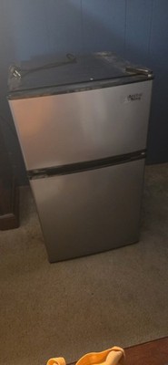 Arctic King ATMP032AES 3.2 cu ft Double Door Mini Fridge Silver Black Freezer