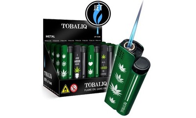 TOBALIQ ALPHA Jet Feuerzeug WEED NEEDED Metall Turbo windfest 25er Display