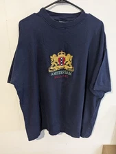 Amsterdam Holland Men's XL Navy Blue T-Shirt with Dutch Coat of Arms