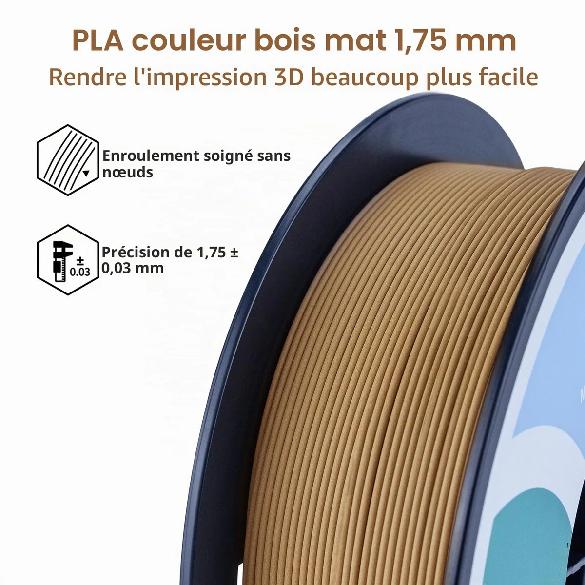 Filament PLA Mat 1.75mm pour Imprimante 3D 1 kg Acide Polylactique