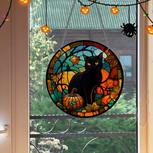 Black Cat Window Hanging for Halloween Decor- Gothic Cats Wall Decor ...