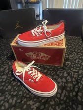 VANS Authentic Red Canvas Lace Up Low Top Sneakers Athletic Shoes