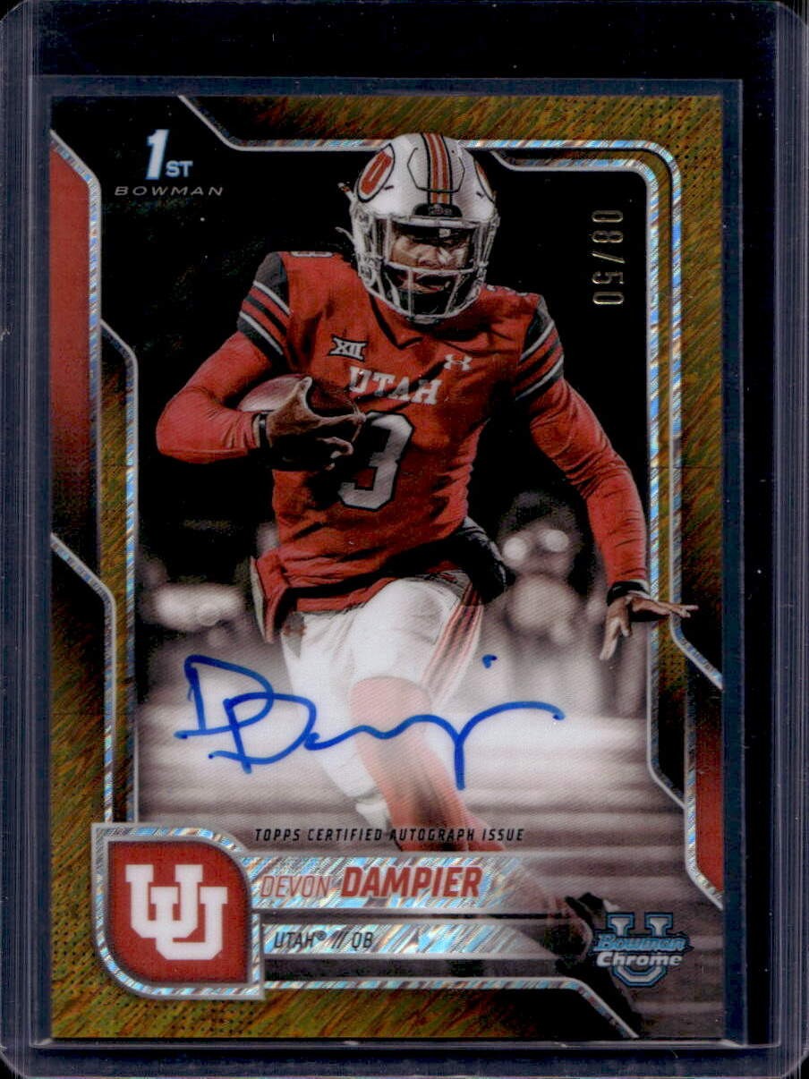 Devon Dampier 2025 Bowman University Chrome #BCA-DDA Auto Gold Shimmer /50
