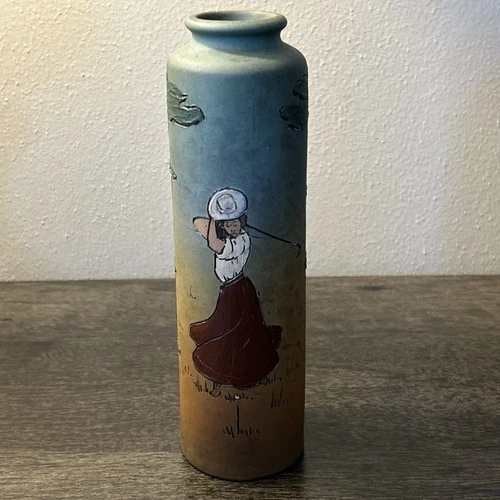 Vintage Weller Dickens Ware,  Female Golf Themed Vase