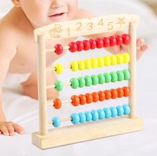 Childrens 5 Row Abacus Wooden Counter Educational Toy