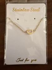 Dainty Stainless Steel Gold  D  Initial Necklace Sideways Letter Delicate NEW 
