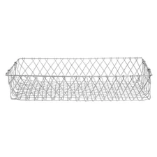 HUBERT® Urban Link Rectangular Tapered Silver Steel Basket with Handles - 24"L x