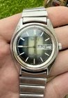 Timex Q “Dark Nebula” DayDate Quartz Vintage Faceted Crystal Watch from 1976.