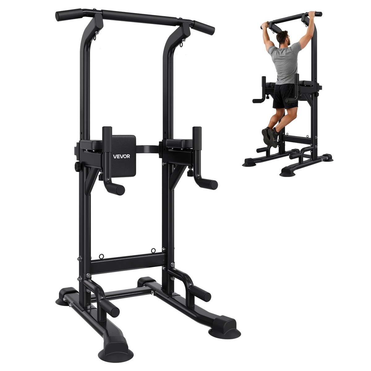 VEVOR Pull Up Bar 330 LBS Dip Station with H-Shaped Stable Base