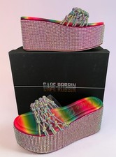 Yelena 3  Platform Sandals 7 Rhinestone Rope ...