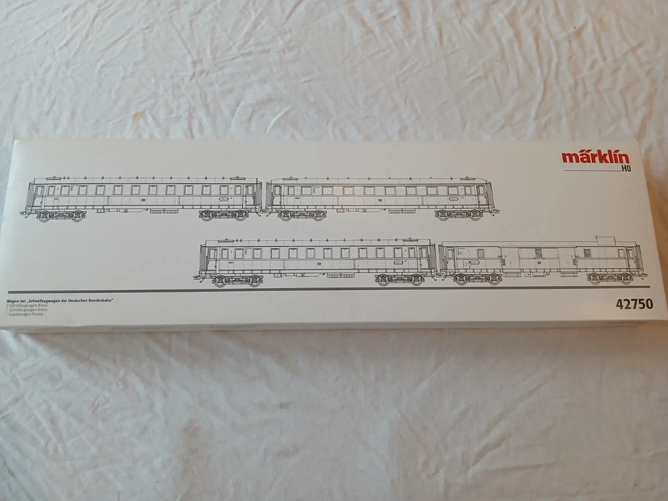 Märklin 42750 H0 DB Schnellzugwagen-Set, KKK, 1 x 1. Kl., 2 x 2. Kl., 1 x Gepäck