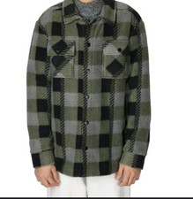 Quiksilver Boys Large14/16 Fleece Shirt Jacket - Gray Green Plaid