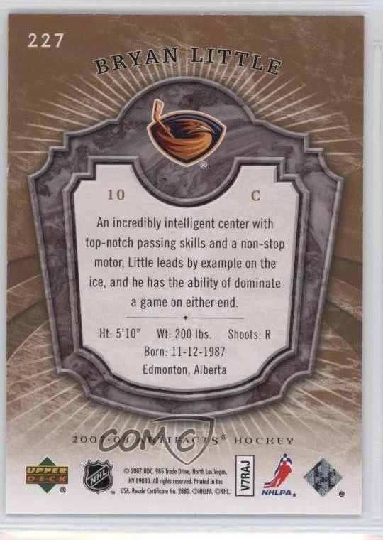 2007-08 Upper Deck Artifacts Rookie /599 Bryan Little #227 Rookie RC - Image 2 of 2